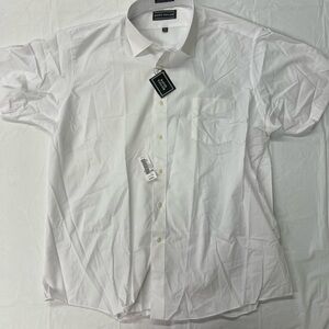 New! David Taylor Mens Shirt 18 1/2 White Single Needle Pocket Dress Shirt